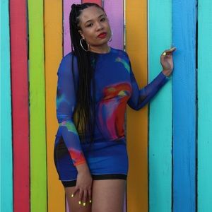 Zara Blue/Multi Party Dress